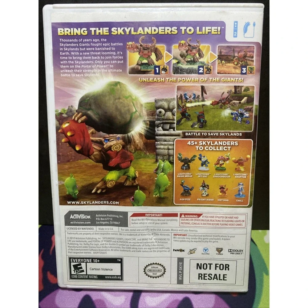 2012 Nintendo Wii Skylanders Giants Game And Case